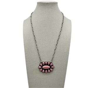 925 Sterling Silver Natural Pink Conch Cluster Clip Necklace